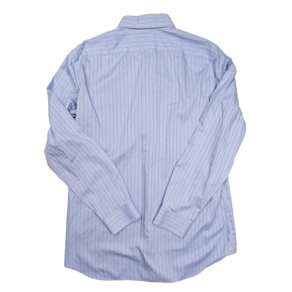 Banana Republic Tailored Slim Fit Blue Striped Non-Iron Shirt Men's Size 17-17.5
